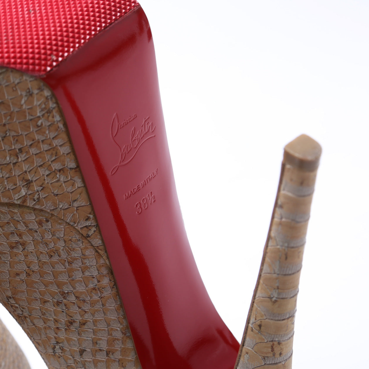 Jamie 160MM Snake Embossed Pumps Size 38.5 Tan