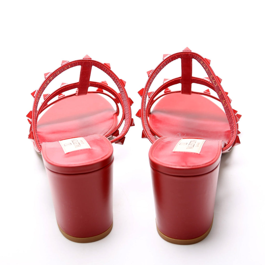 Rockstud Caged 60MM Mules Size 41 Red