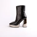 Chrome Platform Calfskin Leather Ankle Boots Size 41