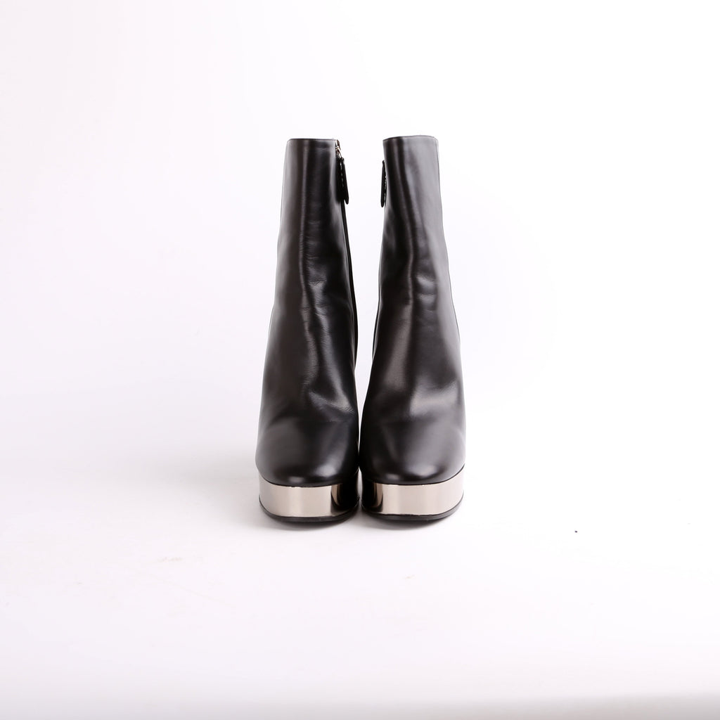 Chrome Platform Calfskin Leather Ankle Boots Size 41
