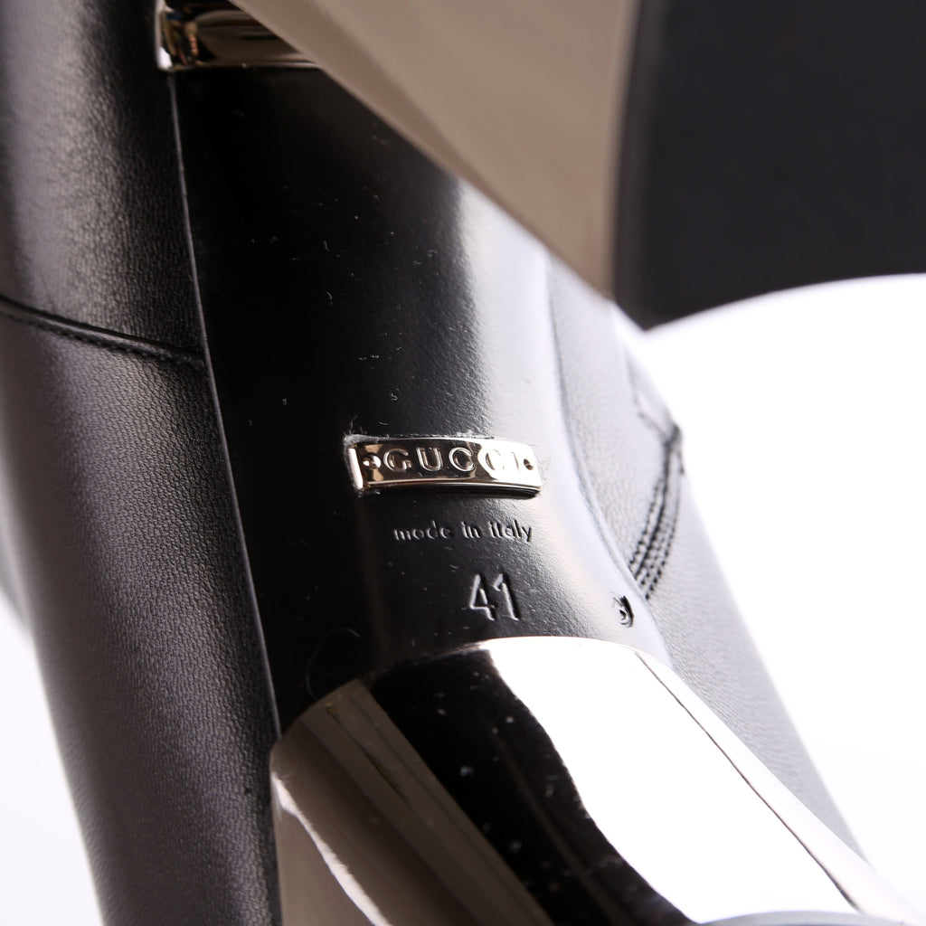 Chrome Platform Calfskin Leather Ankle Boots Size 41