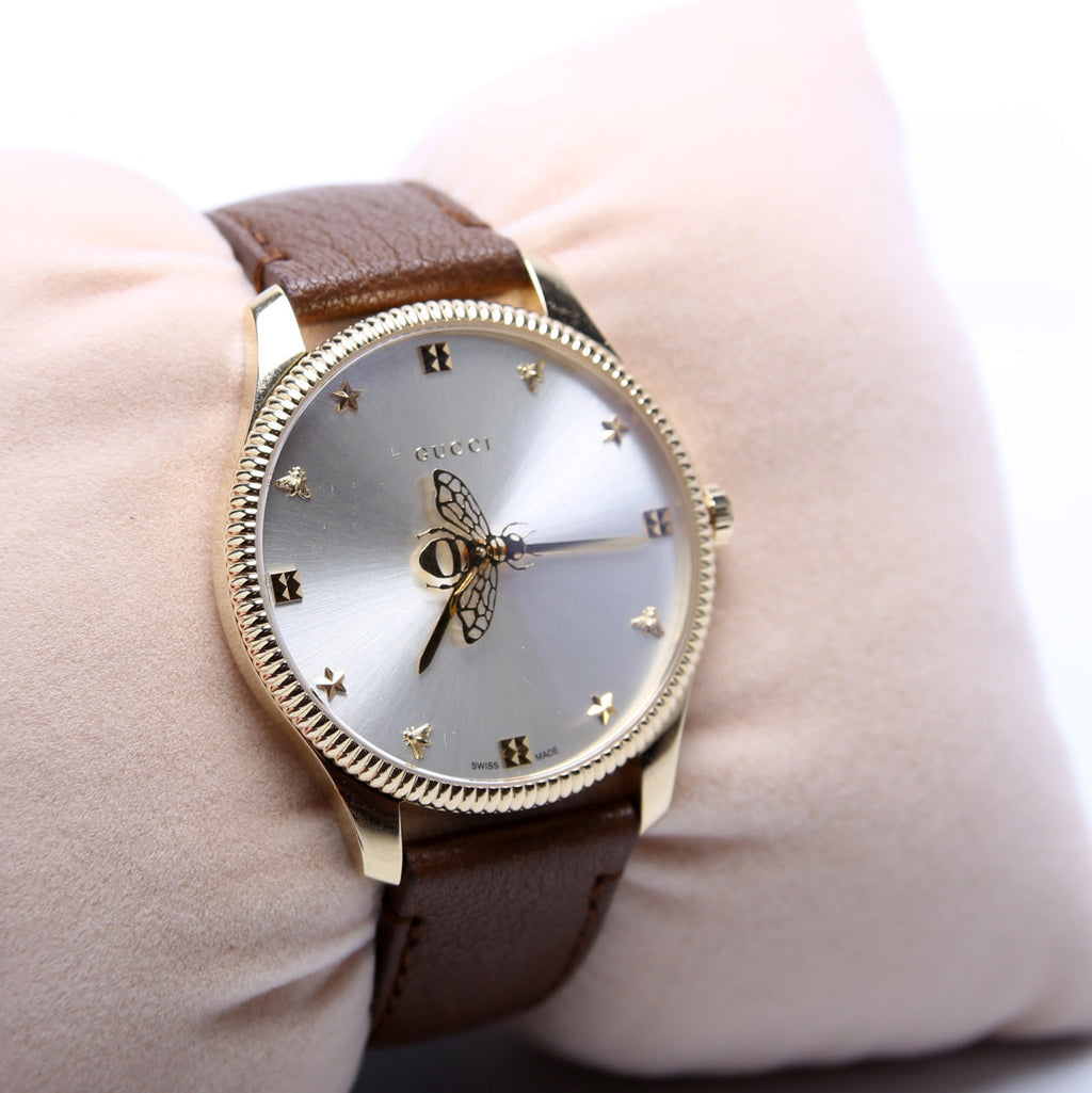 717815 G-Timeless Bee Leather Band Watch