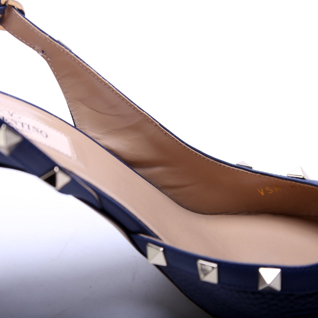 Rockstud Slingback Pumps Size 40.5 Navy