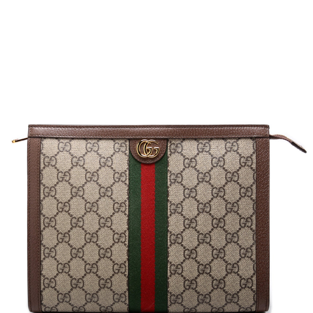 625549 GG Supreme Ophidia Zip Pouch Brown