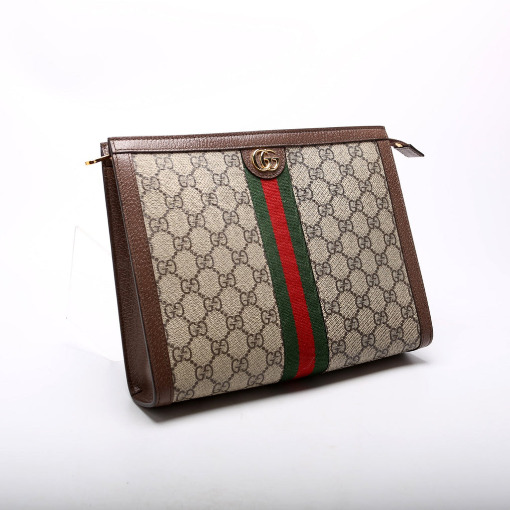 625549 GG Supreme Ophidia Zip Pouch Brown