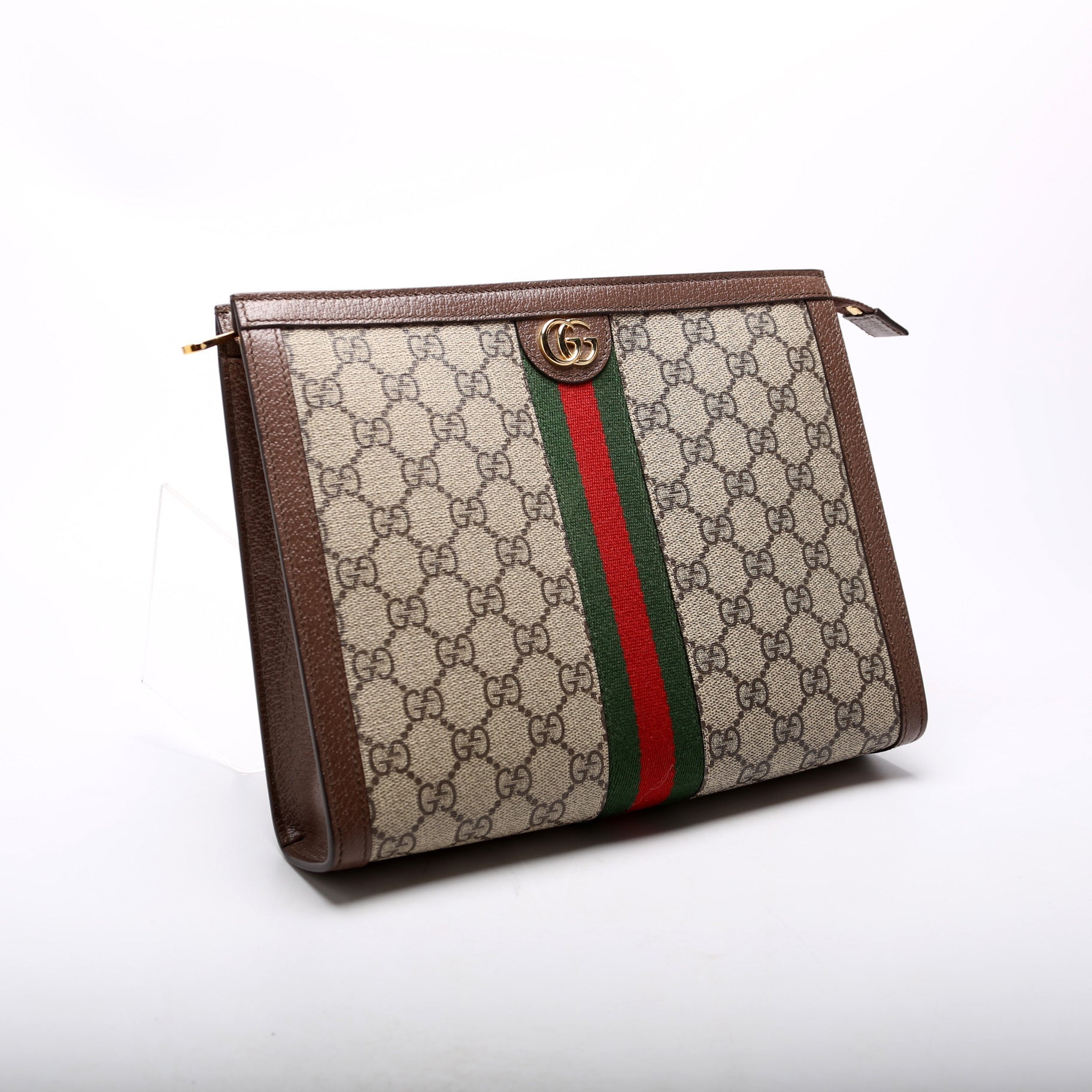 625549 GG Supreme Ophidia Zip Pouch Brown
