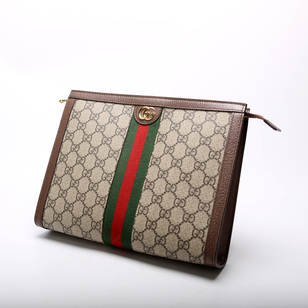 625549 GG Supreme Ophidia Zip Pouch Brown