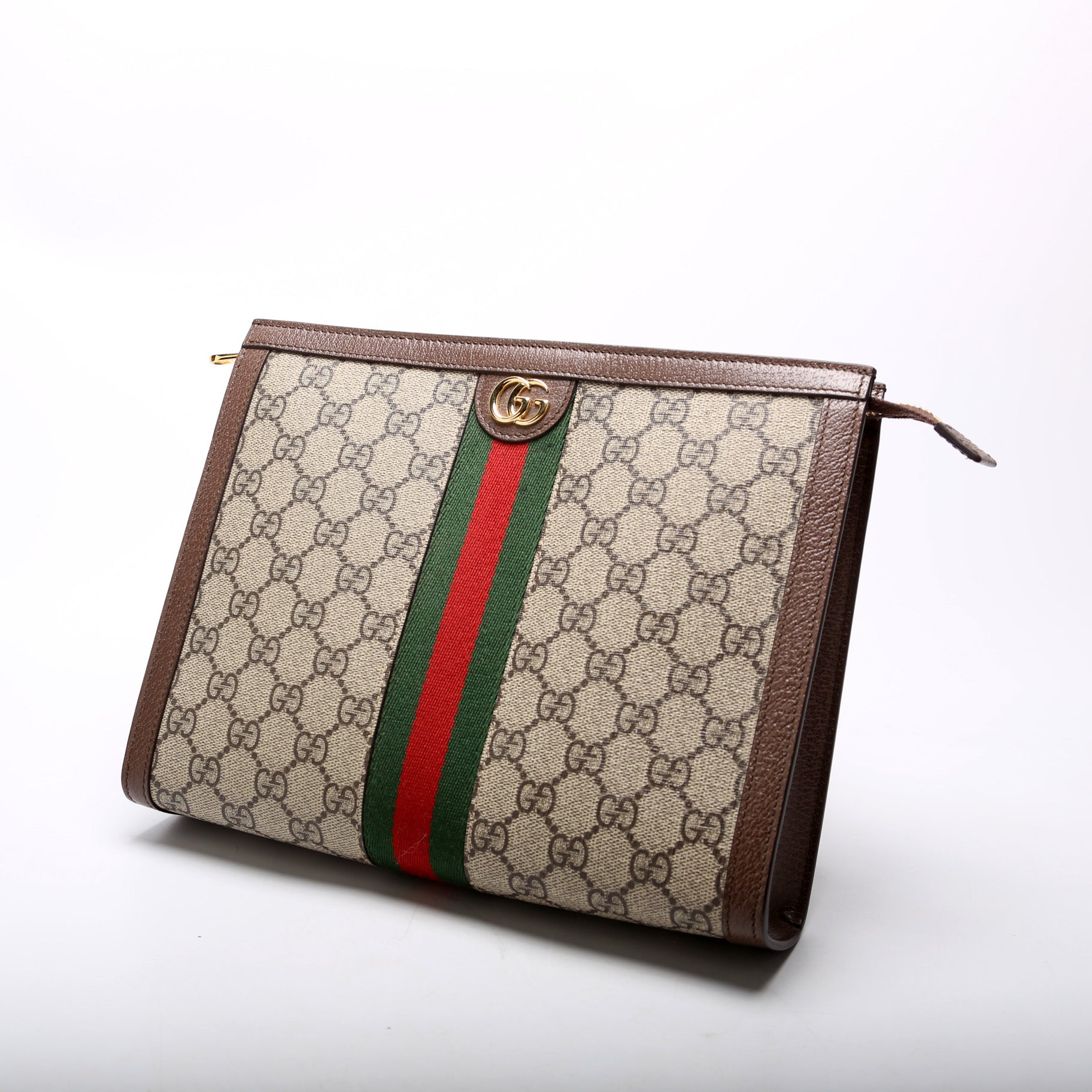 625549 GG Supreme Ophidia Zip Pouch Brown
