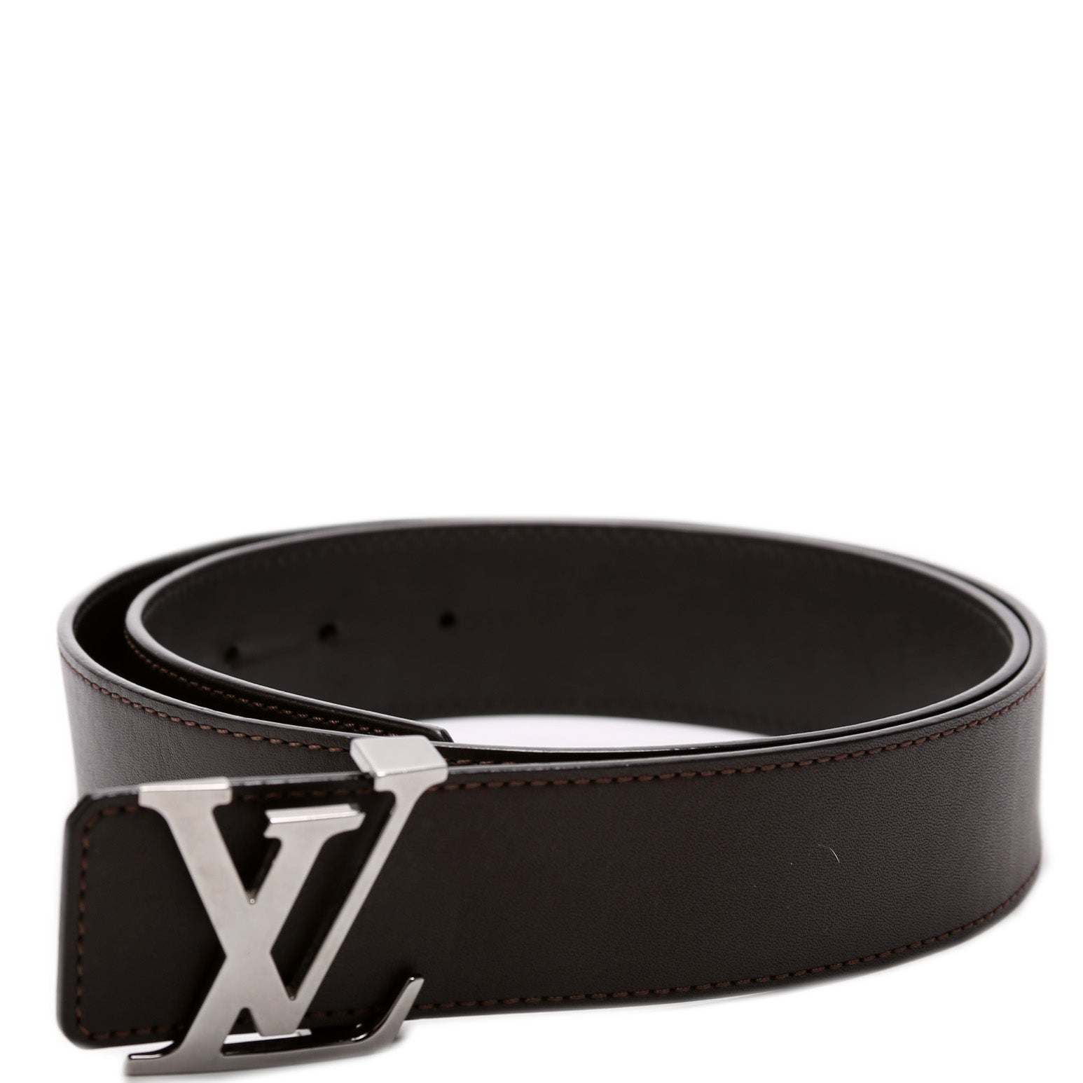 Initiales Reversible Calfskin Leather Belt Size 90/36 Brown/Black