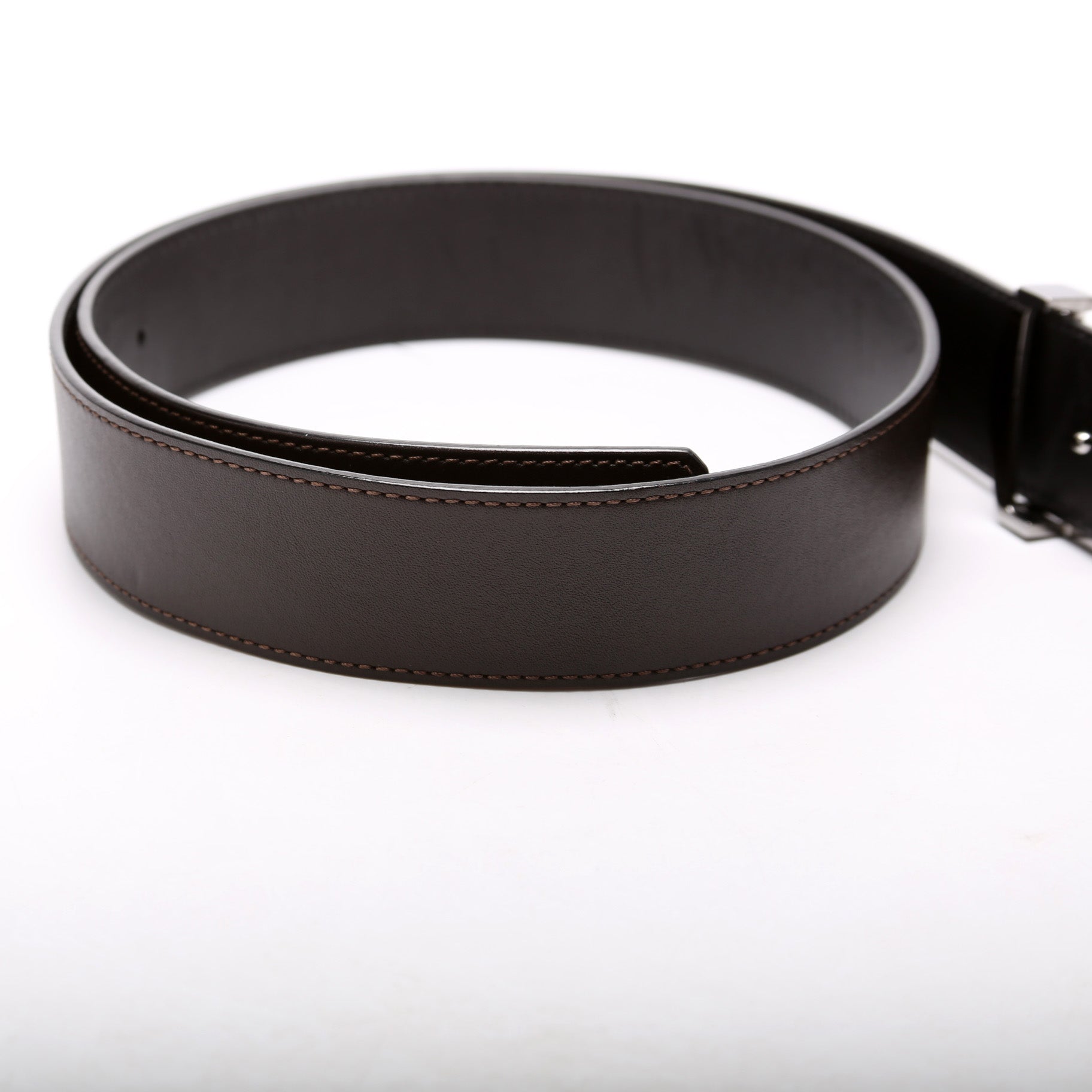 Initiales Reversible Calfskin Leather Belt Size 90/36 Brown/Black