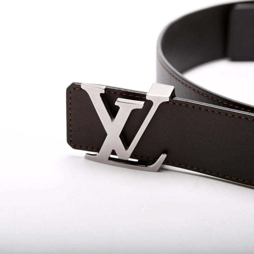 Initiales Reversible Calfskin Leather Belt Size 90/36 Brown/Black