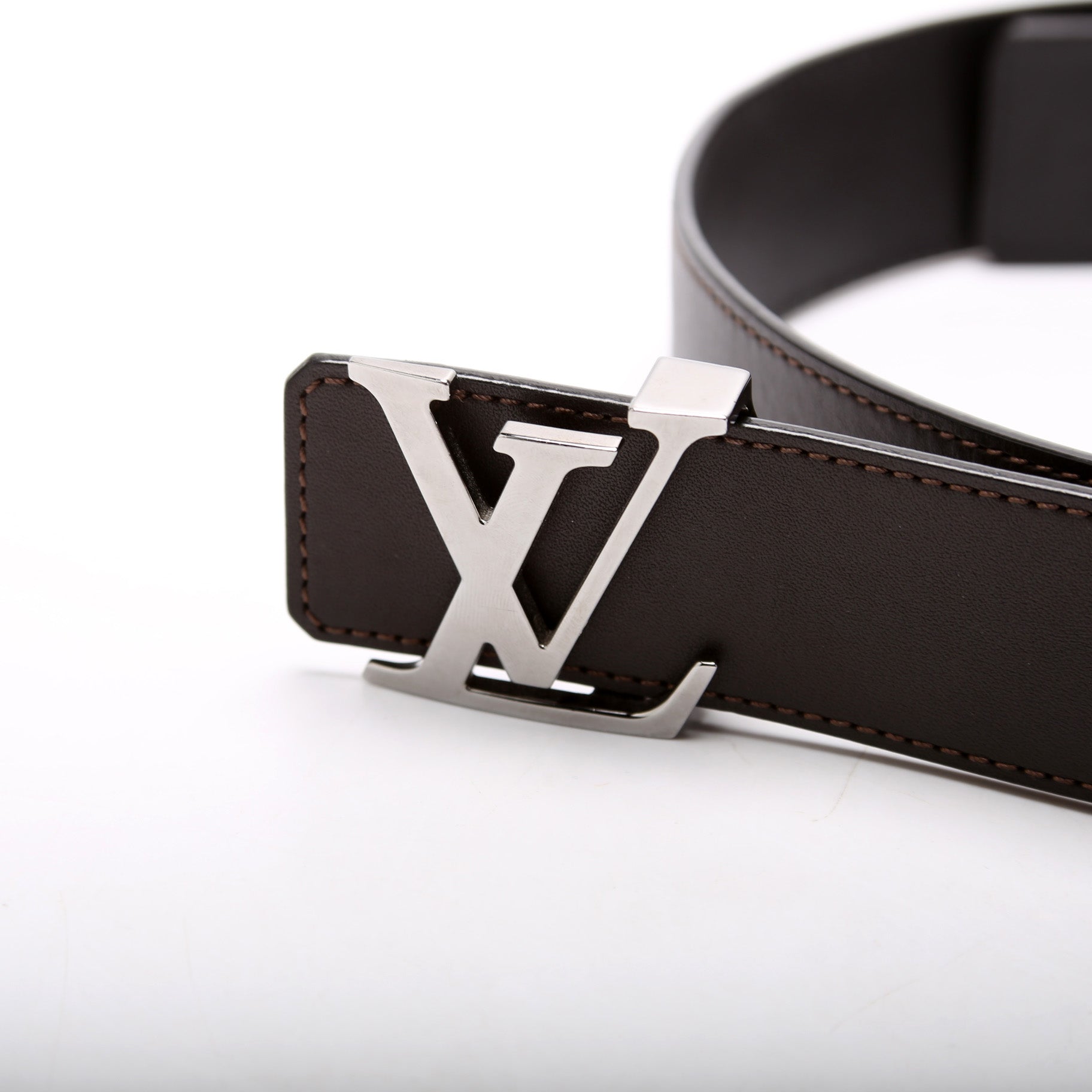 Initiales Reversible Calfskin Leather Belt Size 90/36 Brown/Black
