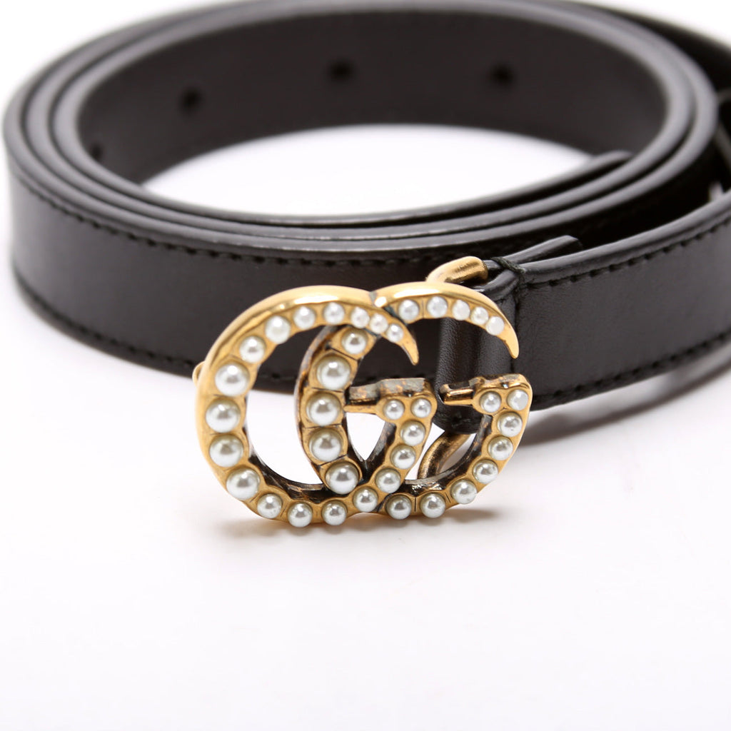 476342 GG Marmont Pearly Belt Size 80/32 Black