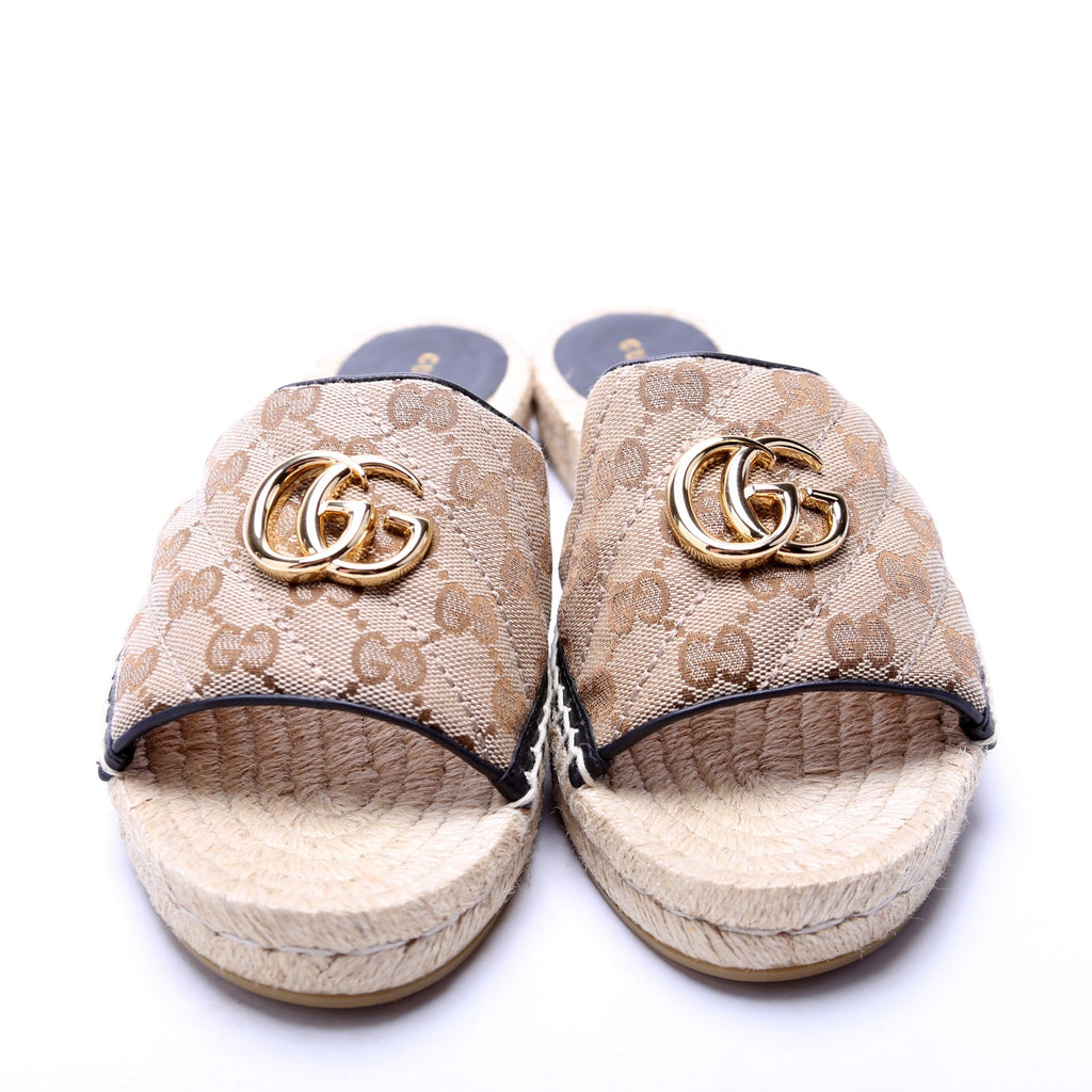 GG Marmont Espadrille Slides Size 40.5 Brown