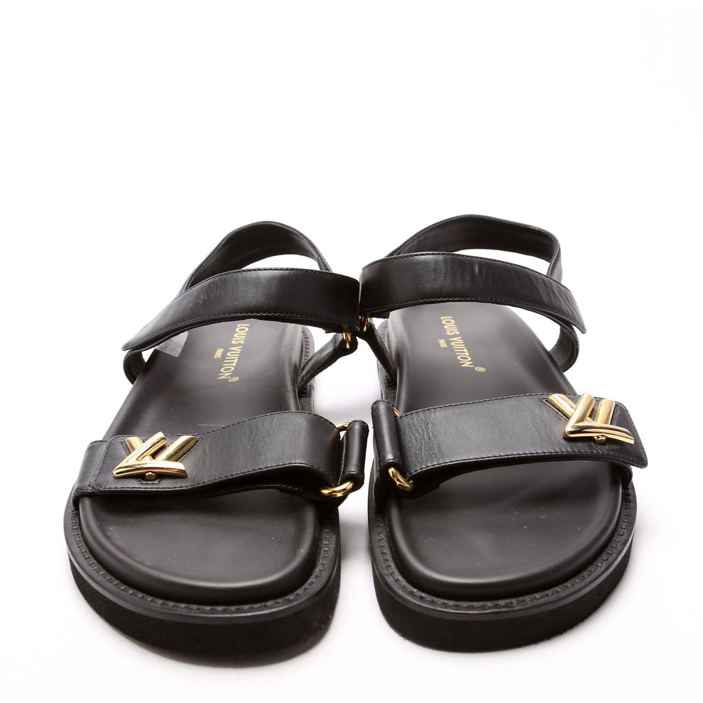 LV Sunset Flat Comfort Sandals Size 41 Black