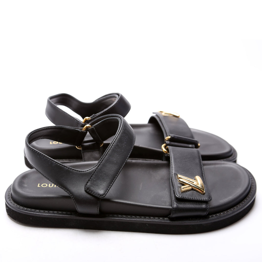 LV Sunset Flat Comfort Sandals Size 41 Black