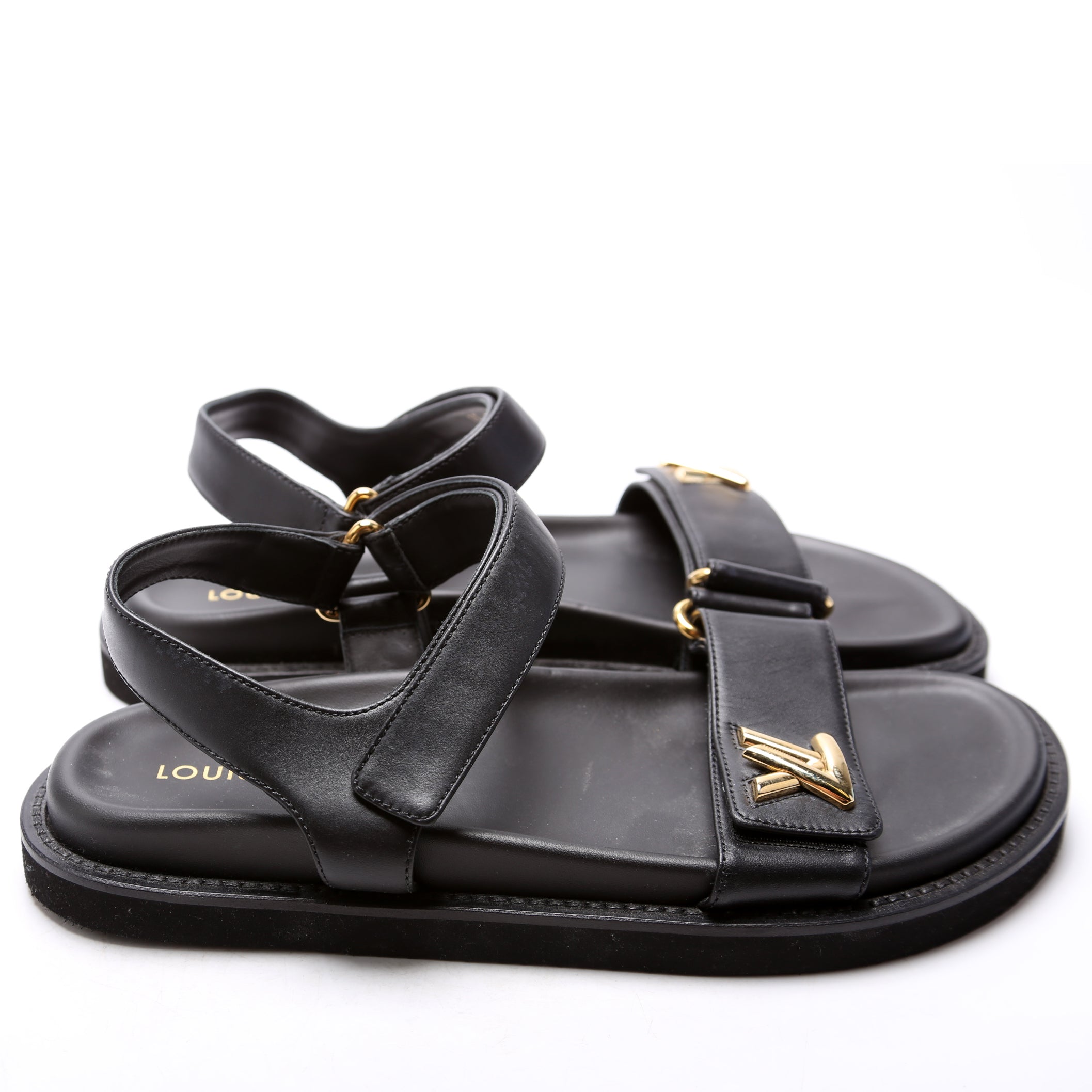 LV Sunset Flat Comfort Sandals Size 41 Black