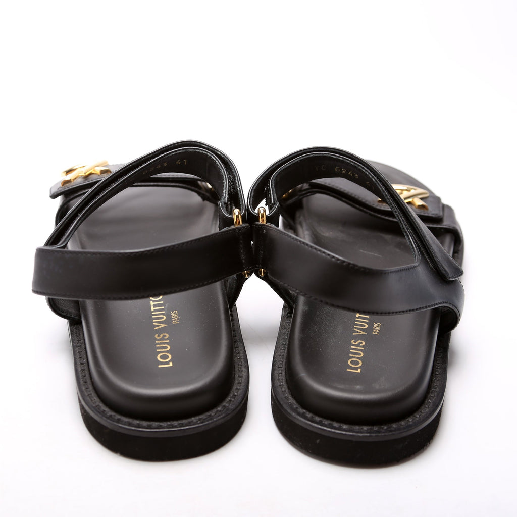LV Sunset Flat Comfort Sandals Size 41 Black