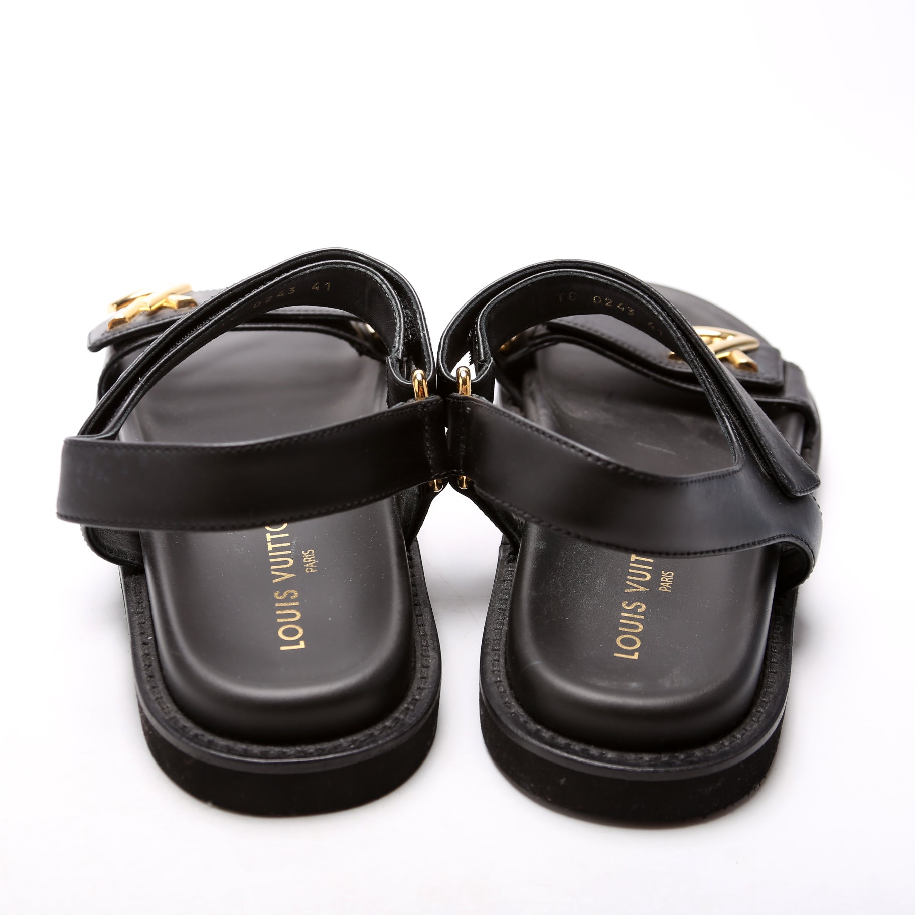 LV Sunset Flat Comfort Sandals Size 41 Black