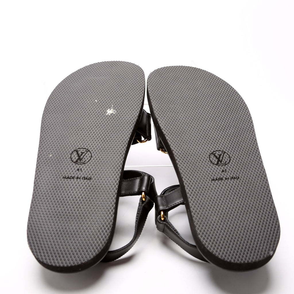 LV Sunset Flat Comfort Sandals Size 41 Black