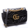 446744 Marmont Leather Shoulder Mini Flap Black