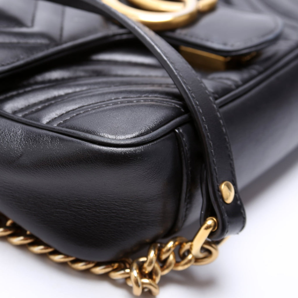 446744 Marmont Leather Shoulder Mini Flap Black