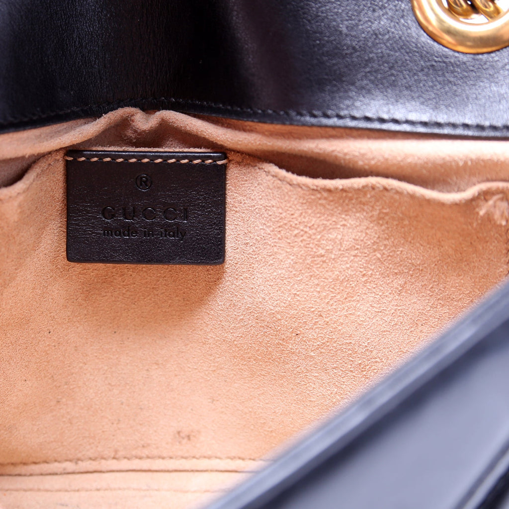 446744 Marmont Leather Shoulder Mini Flap Black