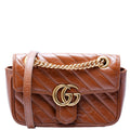 446744 Marmont Diag Leather Shoulder Mini Flap Brown