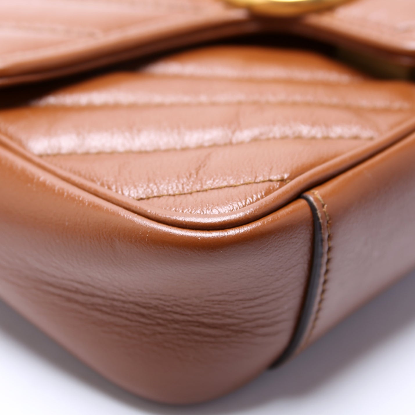 446744 Marmont Diag Leather Shoulder Mini Flap Brown