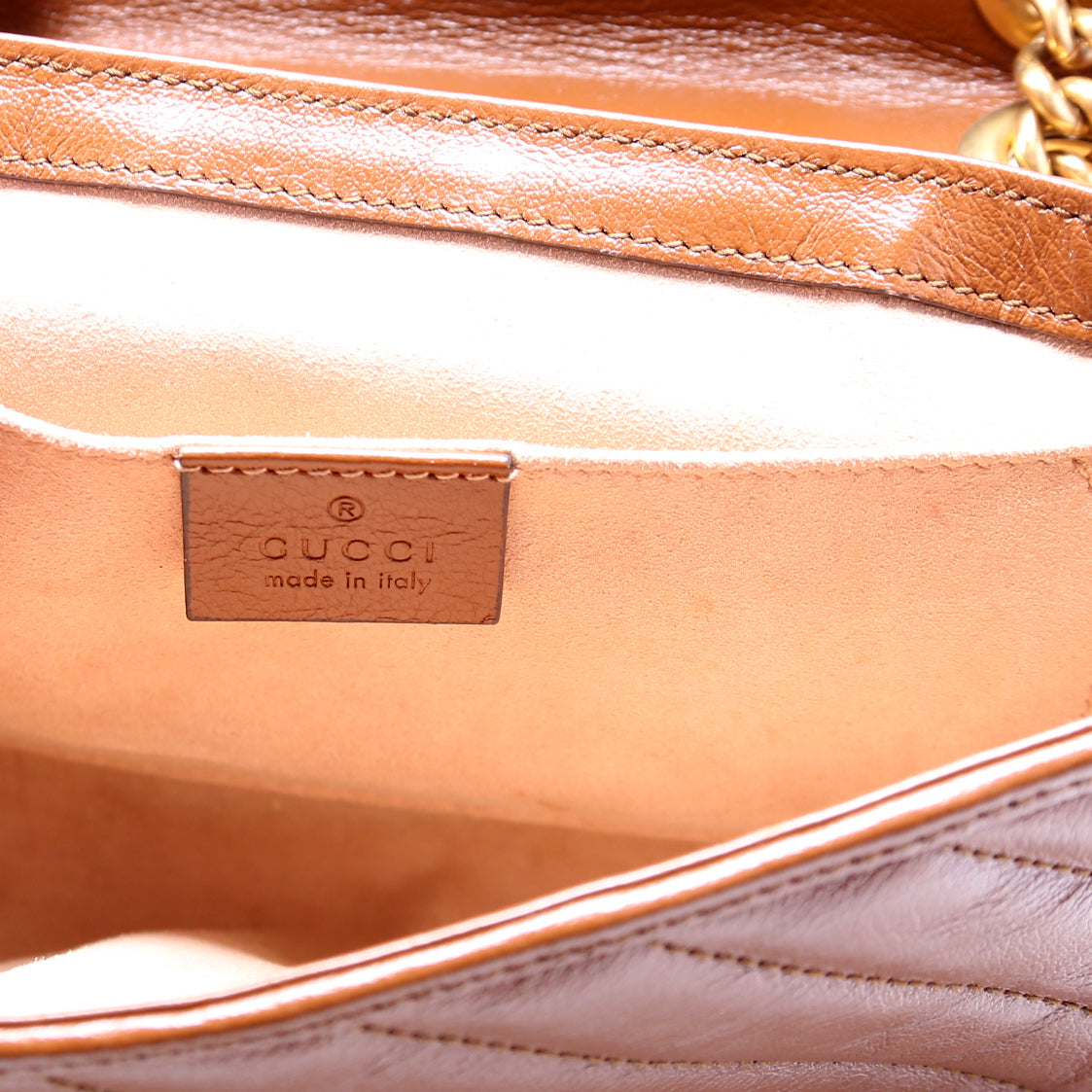 446744 Marmont Diag Leather Shoulder Mini Flap Brown