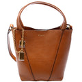 Spin Tote Grain Leather Small Brown