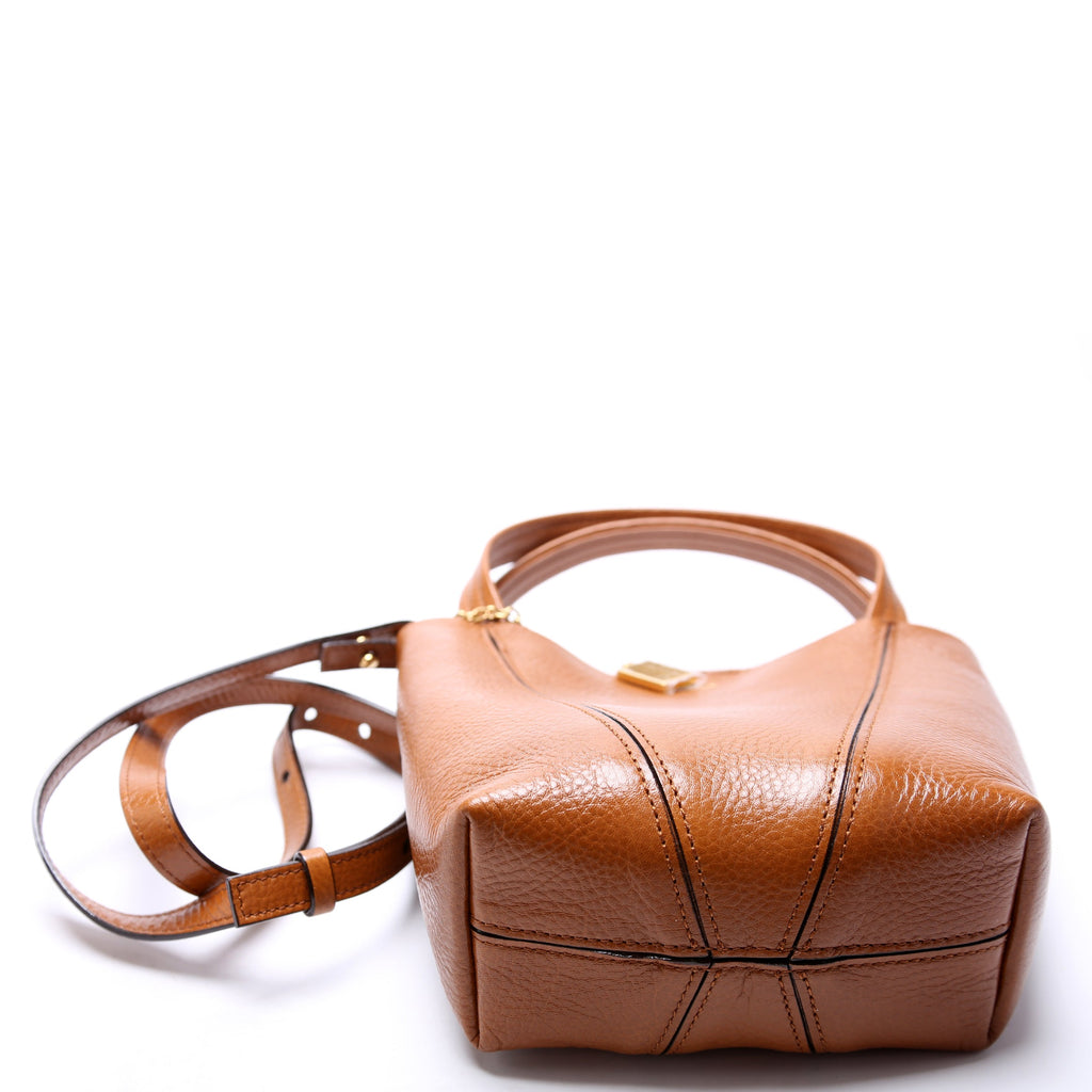Spin Tote Grain Leather Small Brown
