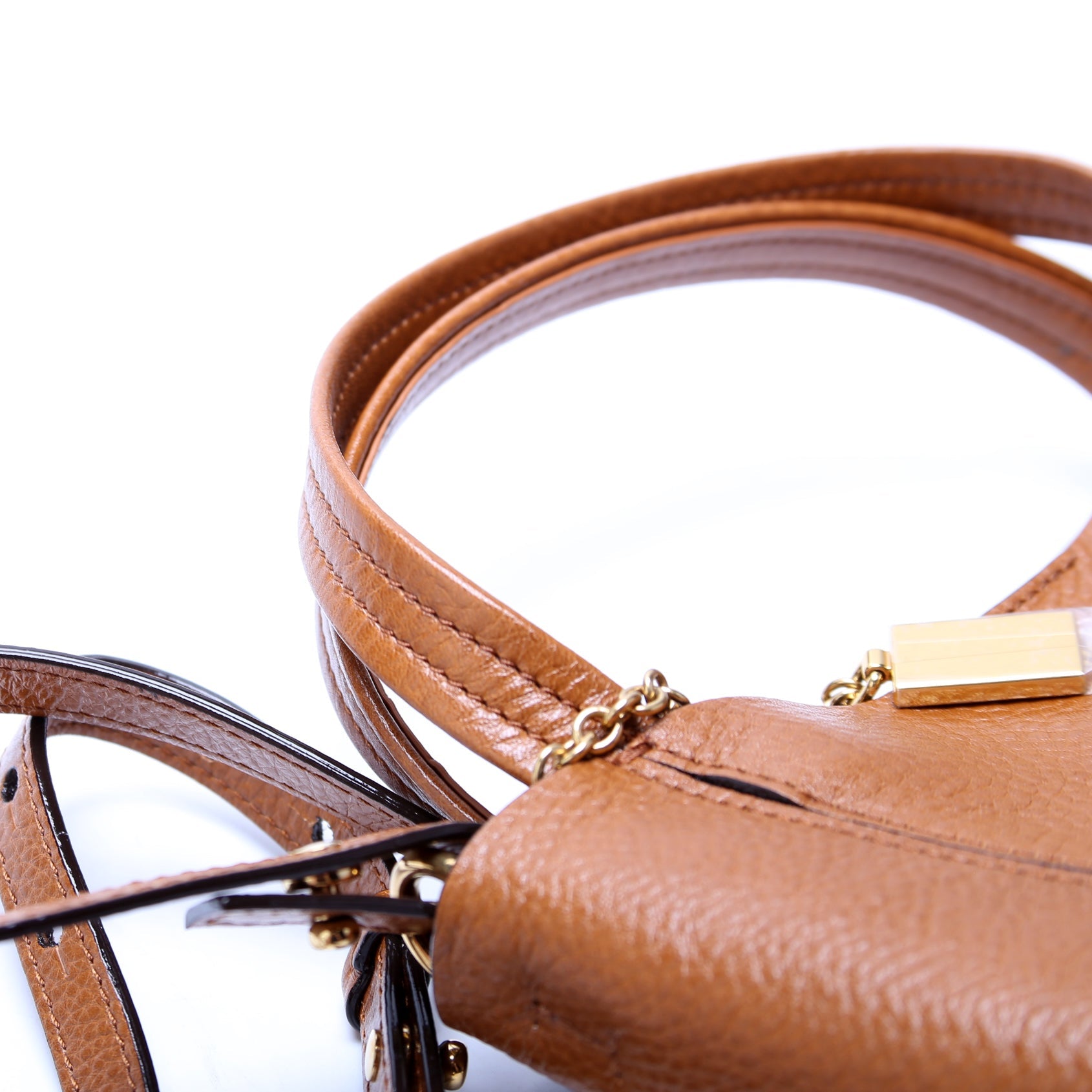 Spin Tote Grain Leather Small Brown