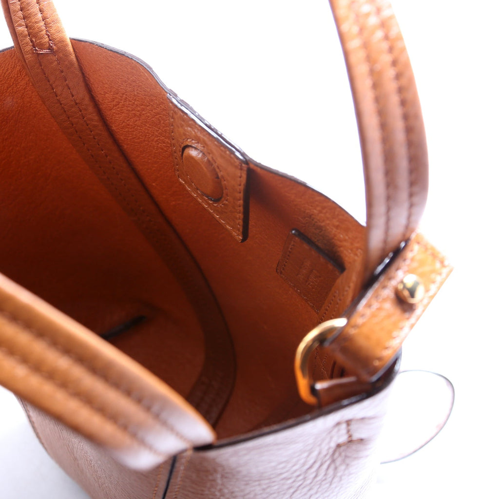 Spin Tote Grain Leather Small Brown