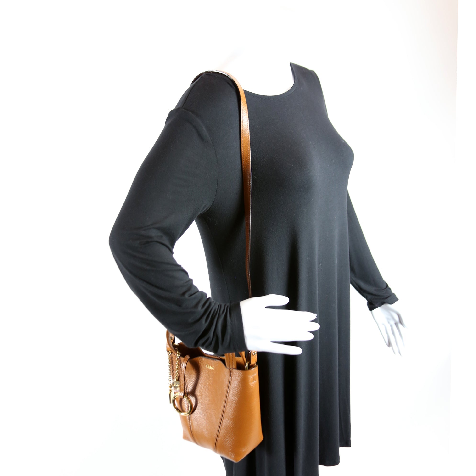 Spin Tote Grain Leather Small Brown