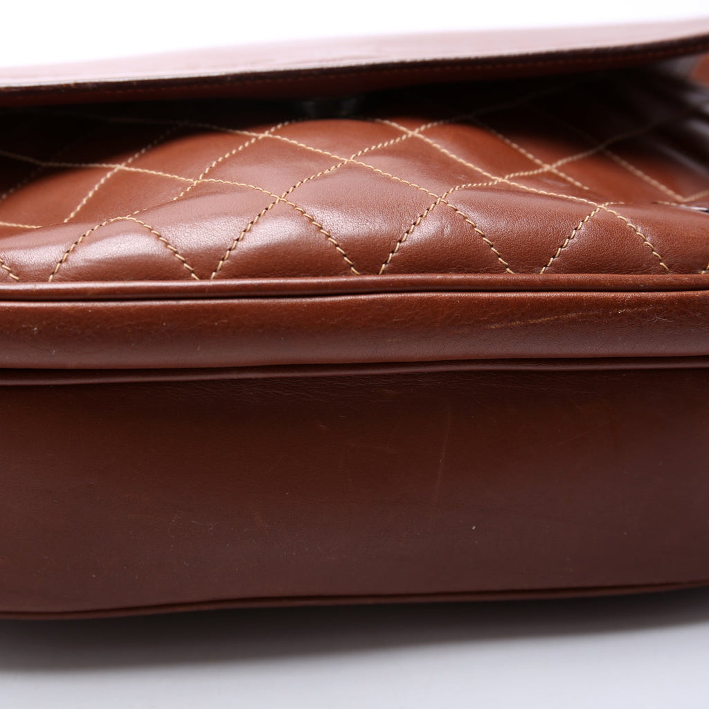 001-46 Vintage Leather Shoulder Bag Brown