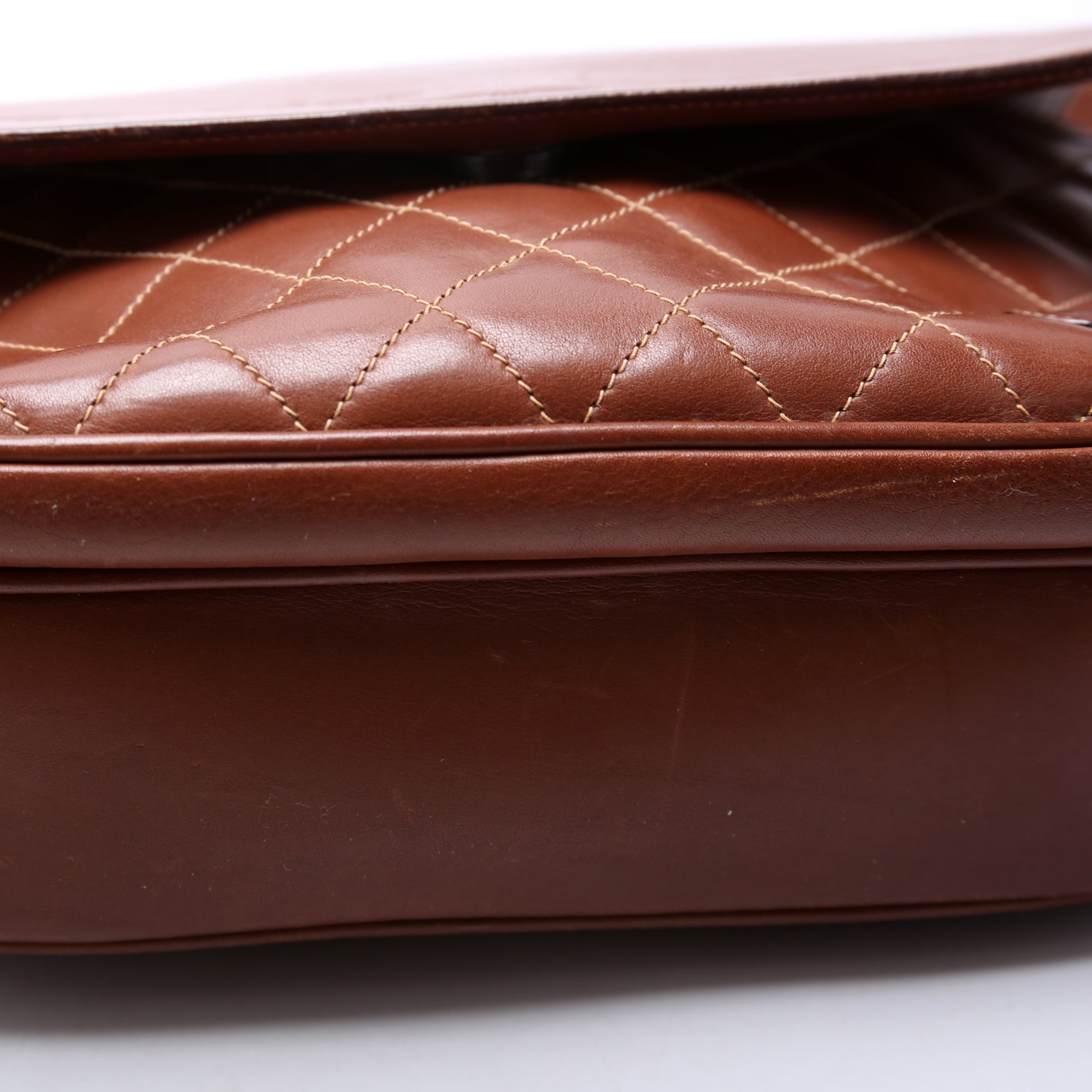 001-46 Vintage Leather Shoulder Bag Brown