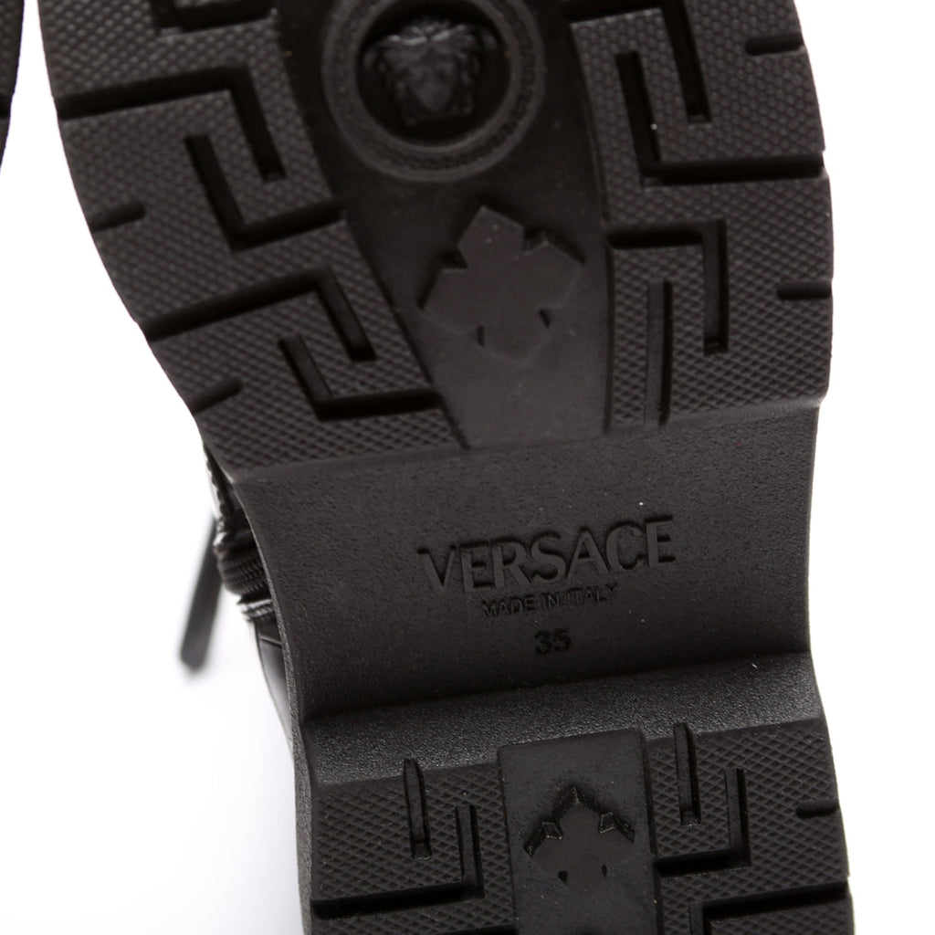 Crocodile Embossed Biker Boots Size 35 Black