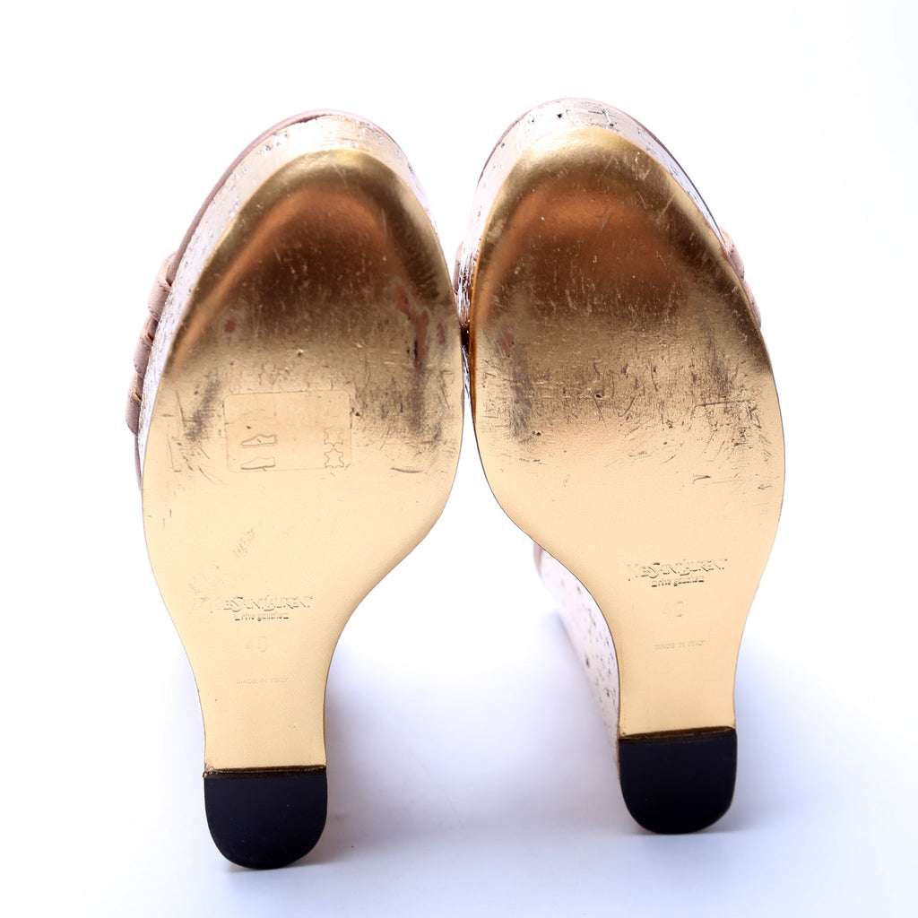Idole 100MM Satin Slingback Wedges Size 40 Gold