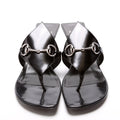 Horsebit Leather Thong Sandal Heels Size 39.5 Black