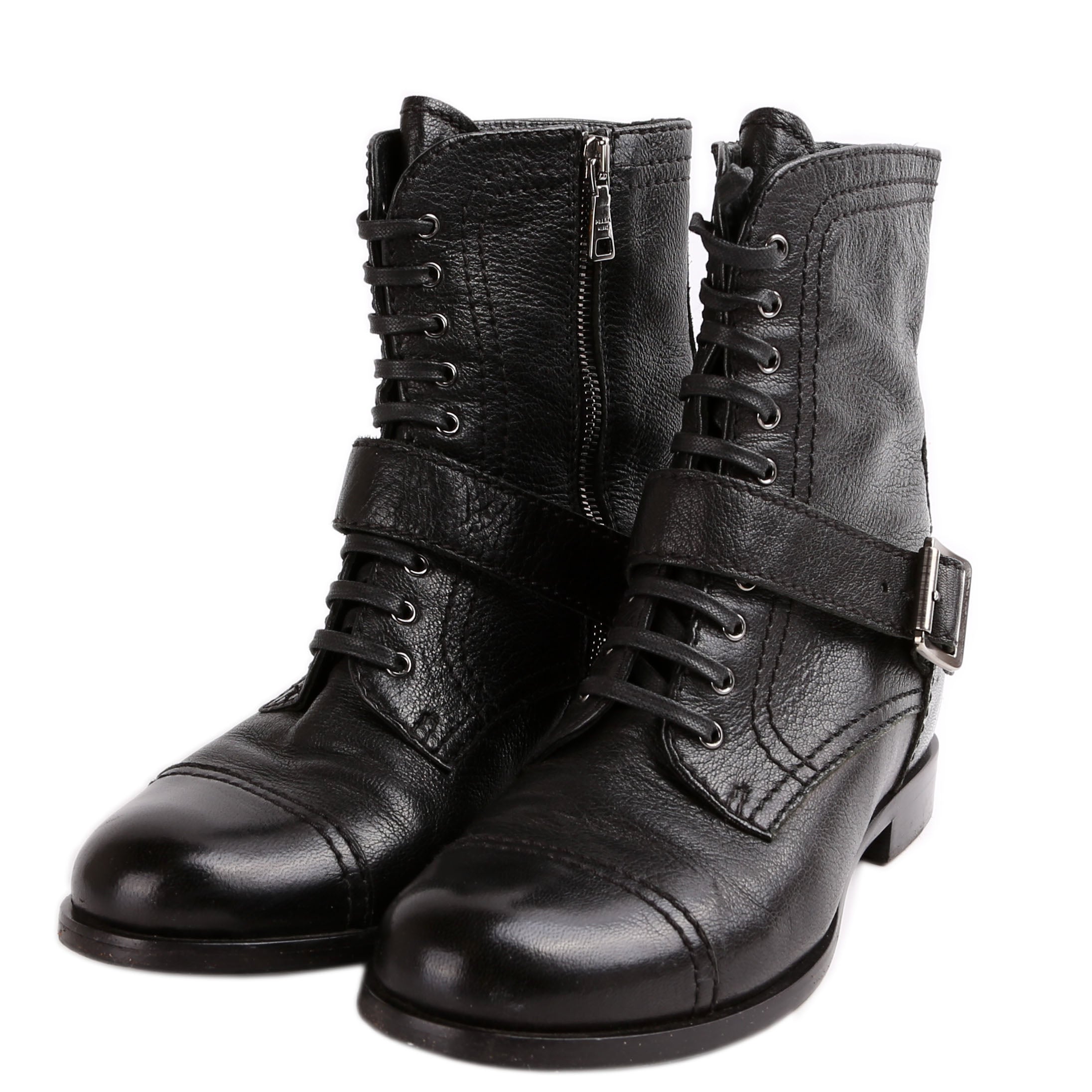 Prada Leather Combat Boots Size 39