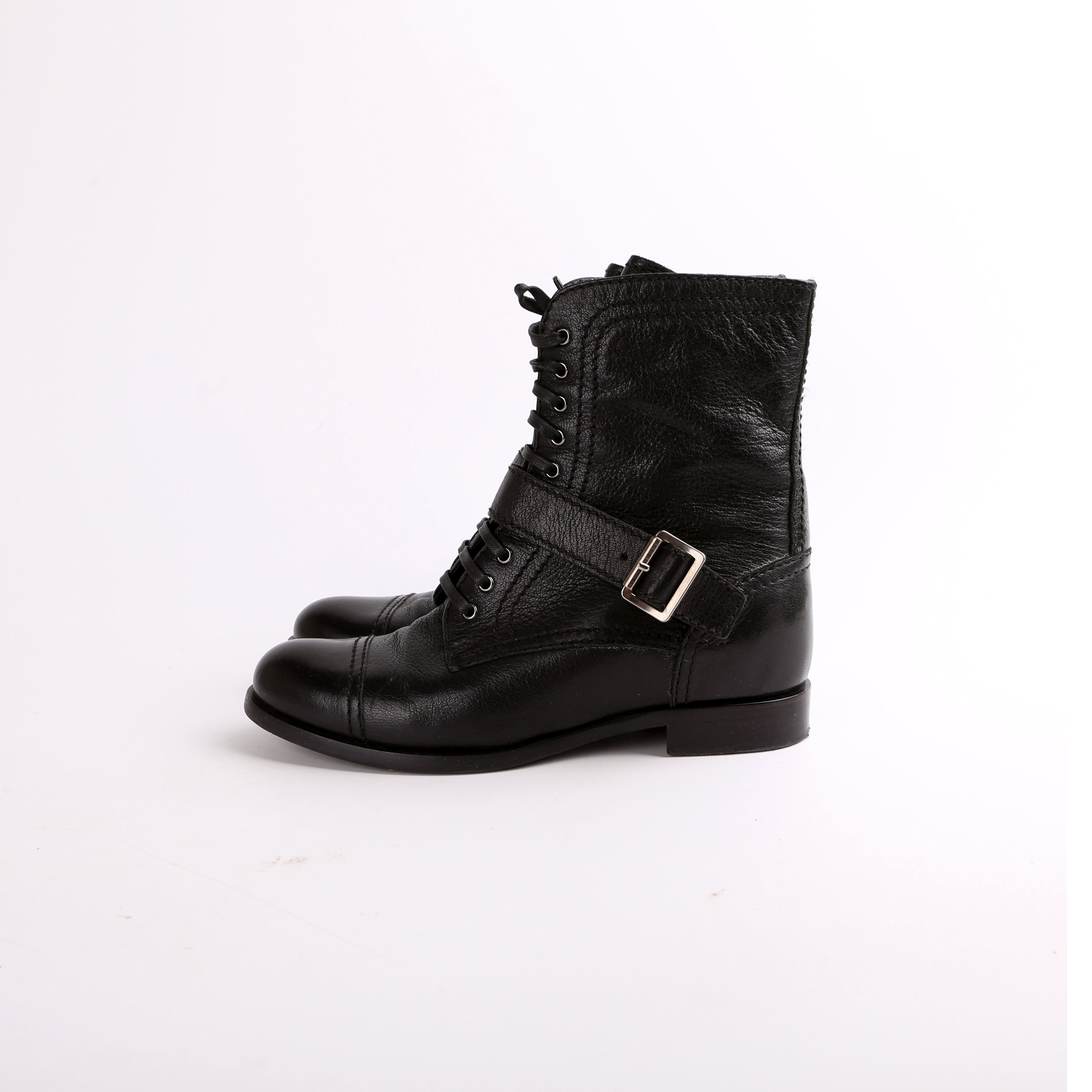 Prada Leather Combat Boots Size 39