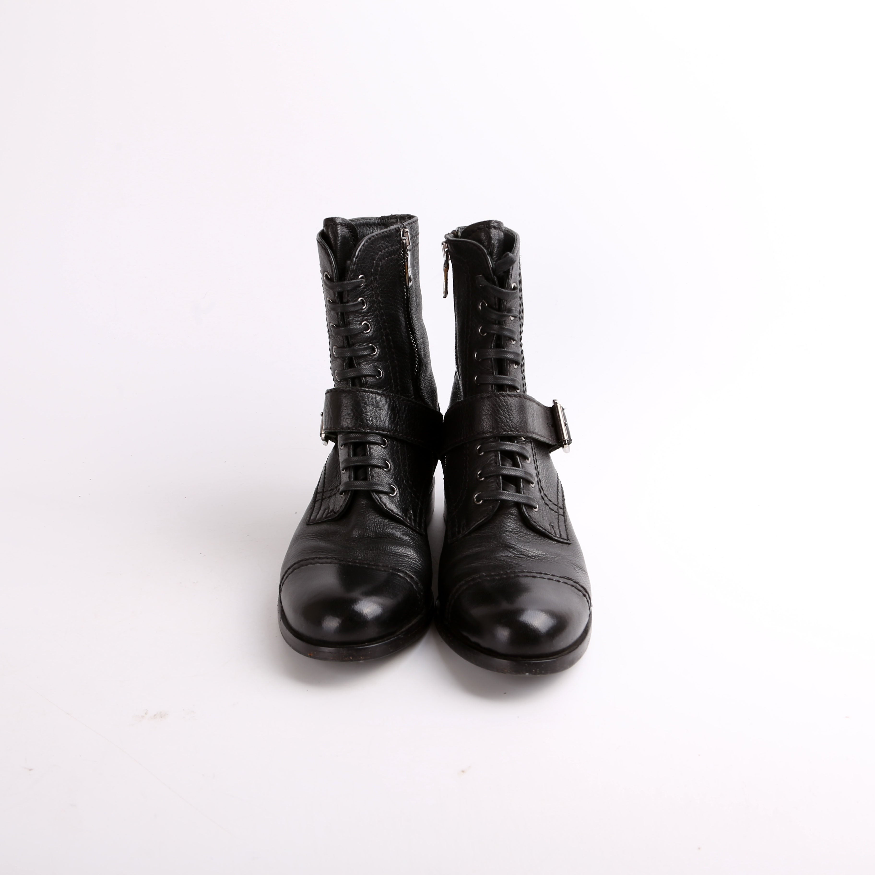 Prada Leather Combat Boots Size 39