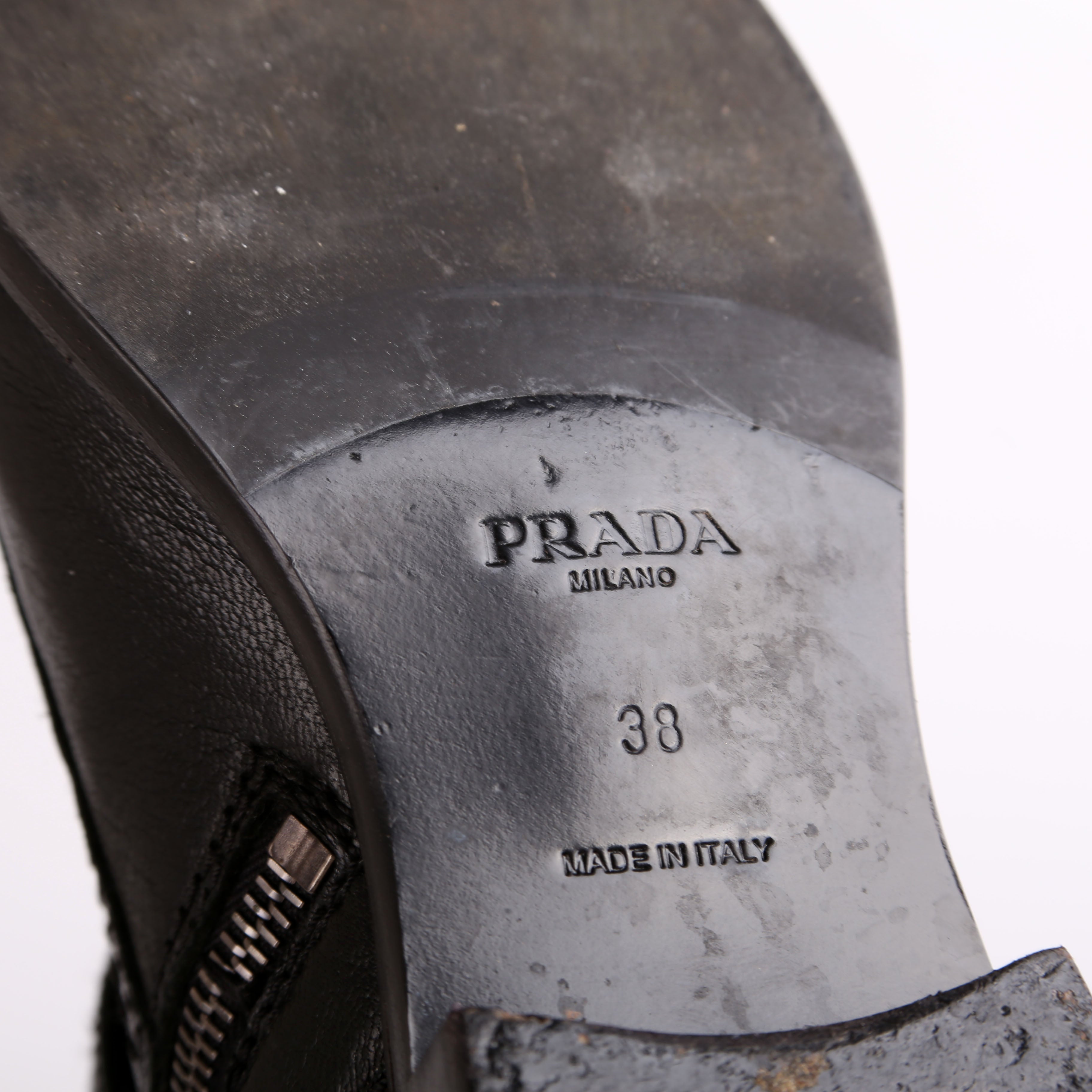 Prada Leather Combat Boots Size 39