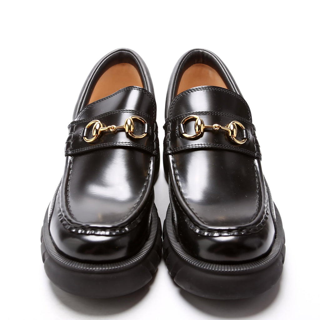 Horsebit Lug Sole Loafers Size 40.5 Black