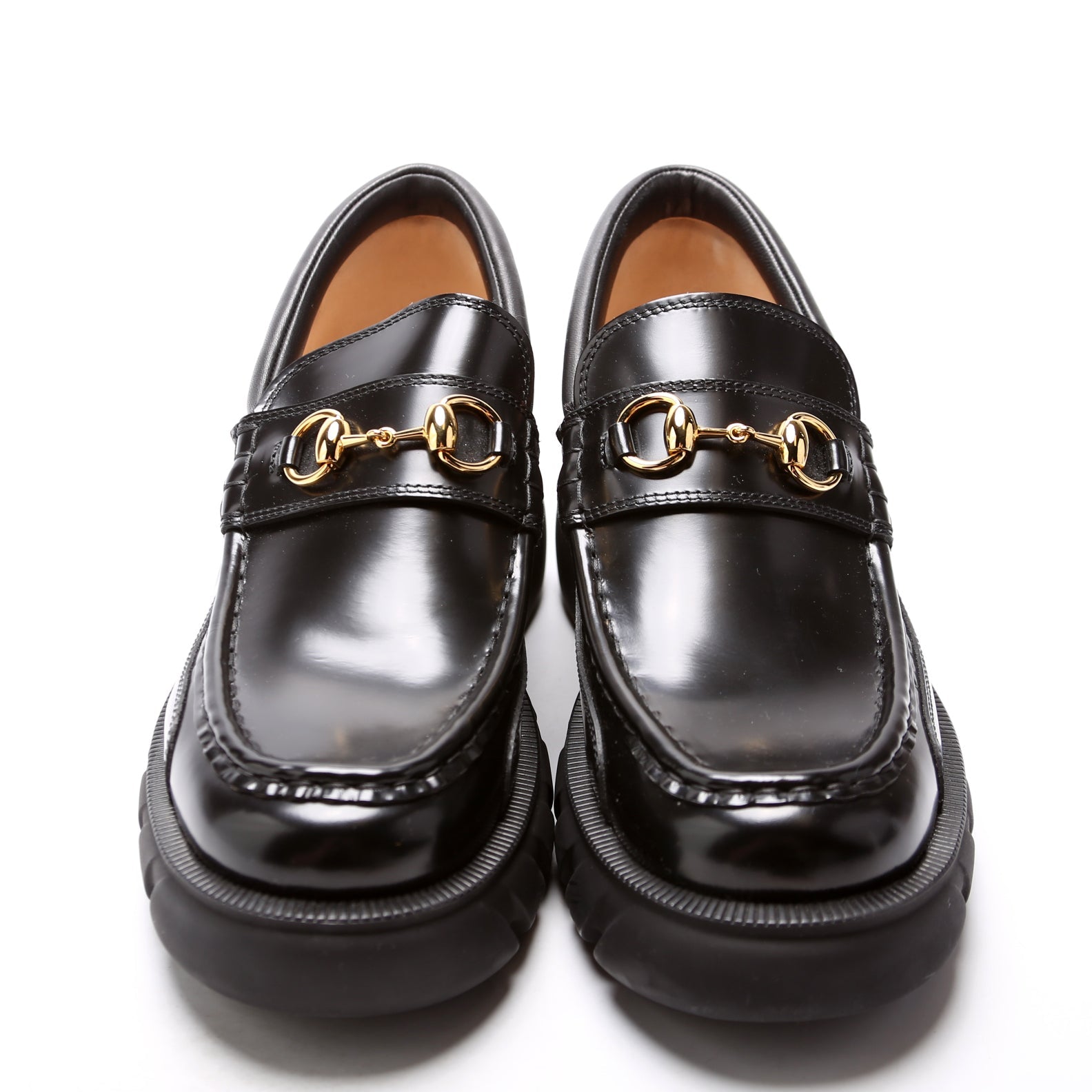 Horsebit Lug Sole Loafers Size 40.5 Black