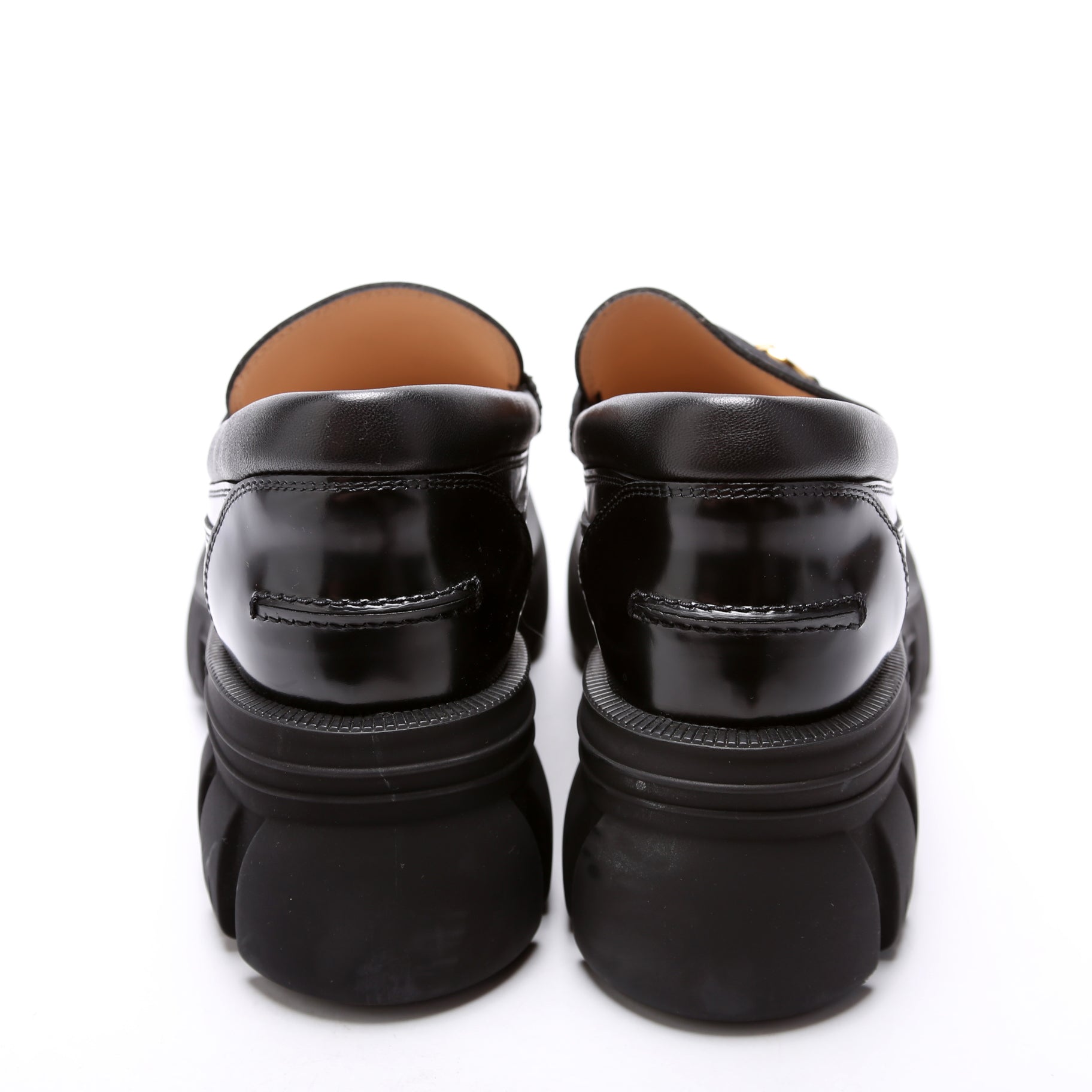 Horsebit Lug Sole Loafers Size 40.5 Black