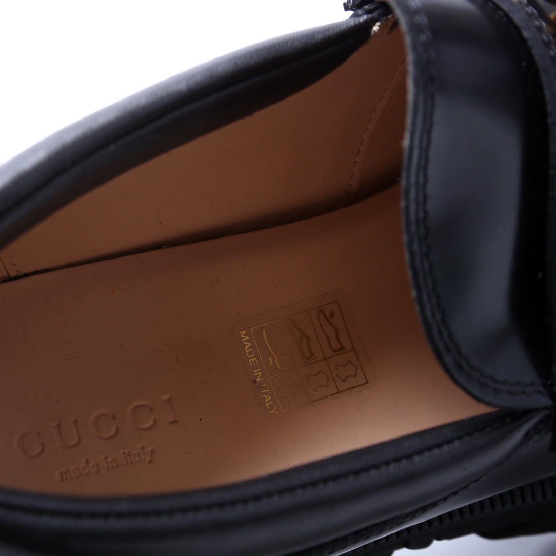 Horsebit Lug Sole Loafers Size 40.5 Black