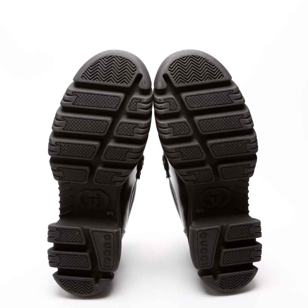 Horsebit Lug Sole Loafers Size 40.5 Black