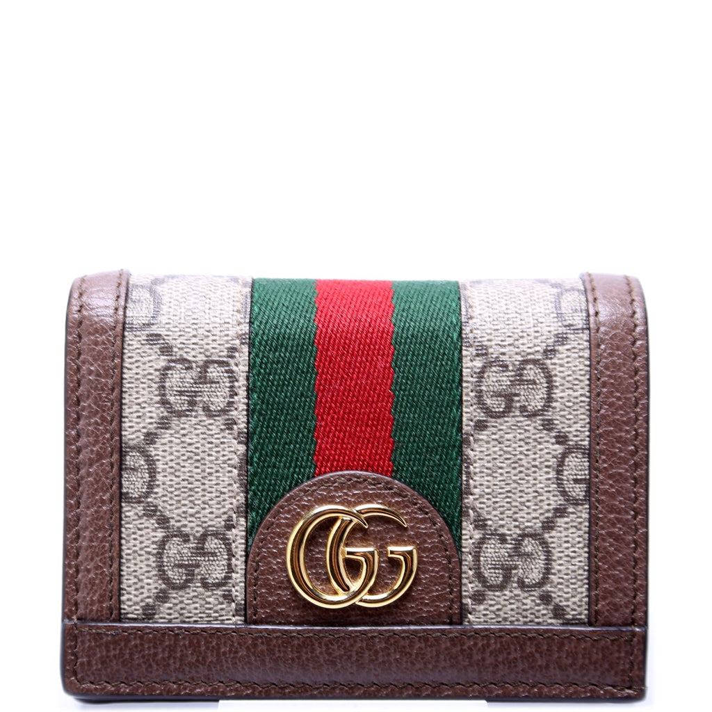 523155 Ophidia GG Card Case Wallet Brown